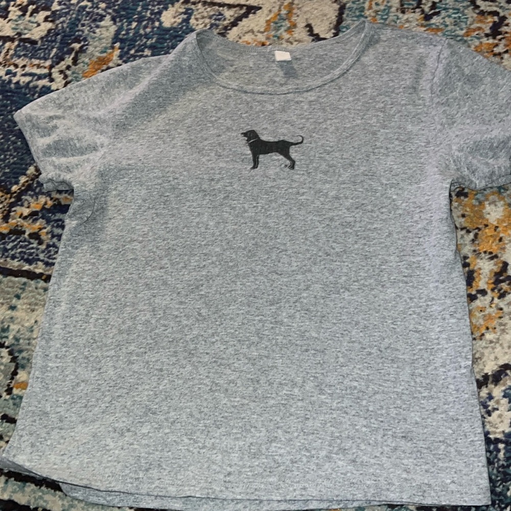 The Black Dog themed heather grey baby tee GUC